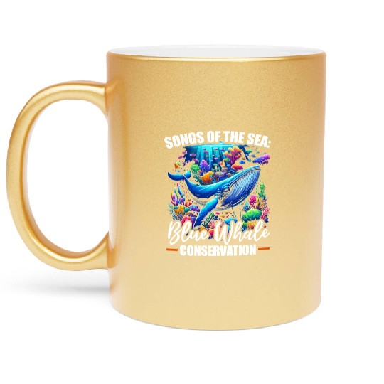 Endangered Species Blue Whale Animal Rights Metallic Mugs