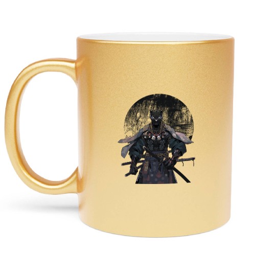 Anime Panther Warrior Samurai katana Metallic Mugs