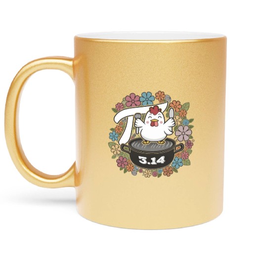 Pi Day - Chicken Pie Pot March 14th Chicken Lover Metallic Mugs