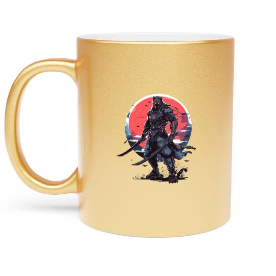 Anime Panther -Krieger Samurai Katana Metallic Mugs