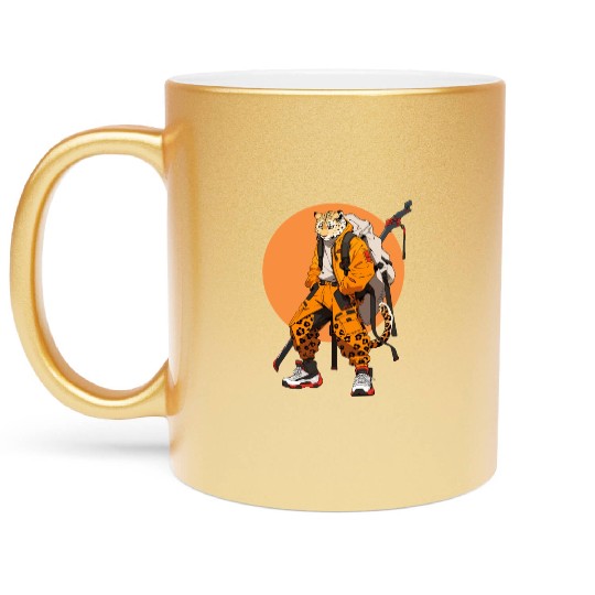 Ninja Samurai Katana Sword Cheetah Manga Metallic Mugs