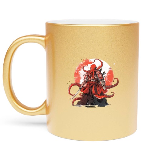 Samurai Katana Sword anime Octopus manga Warrior Metallic Mugs