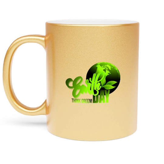 Earth day black bg Metallic Mugs