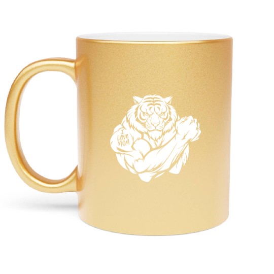 Tiger Biceps Tattoo I Love Mom Metallic Mugs