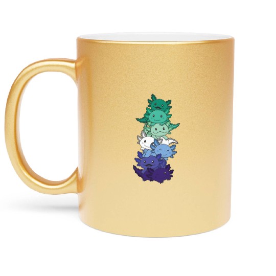 Gay Flag Gay Pride Lgbtq Axolotl Metallic Mugs