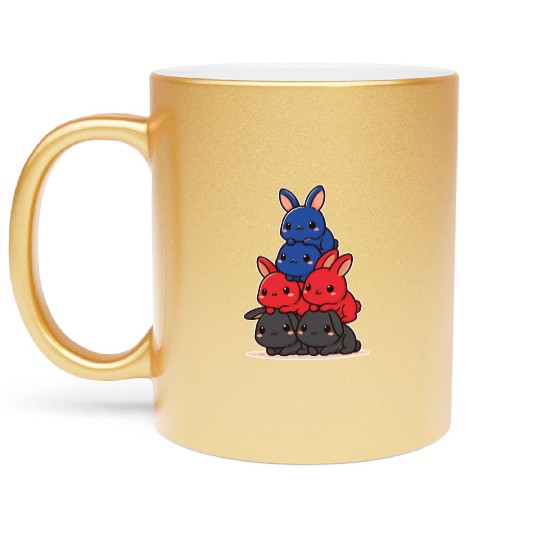 Bunnies Polyam Flag Pride Month Cute Bunnies Metallic Mugs