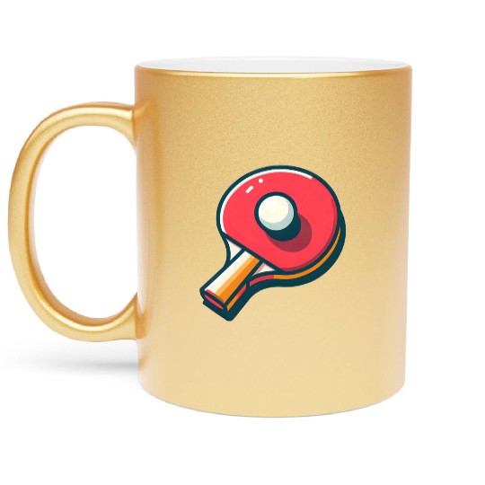 Ping Pong Paddle and Ball Metallic Mugs