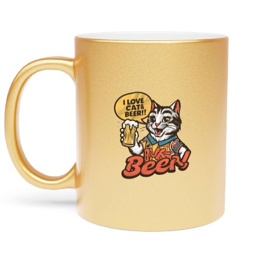 I Love Beer Metallic Mugs