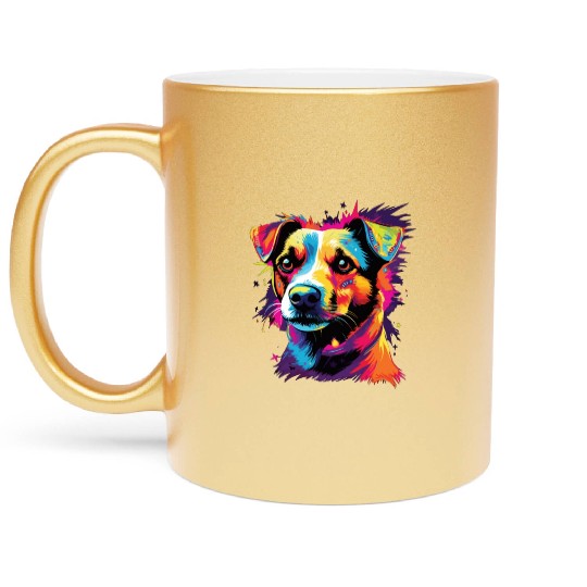Watercolor Colorful Jack Russell Terrier Metallic Mugs