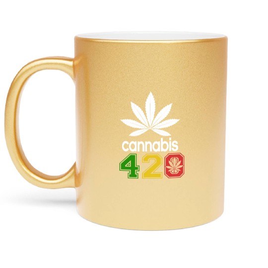 Humorous 420 Authentic Herb Weed Marijuana Design Metallic Mugs