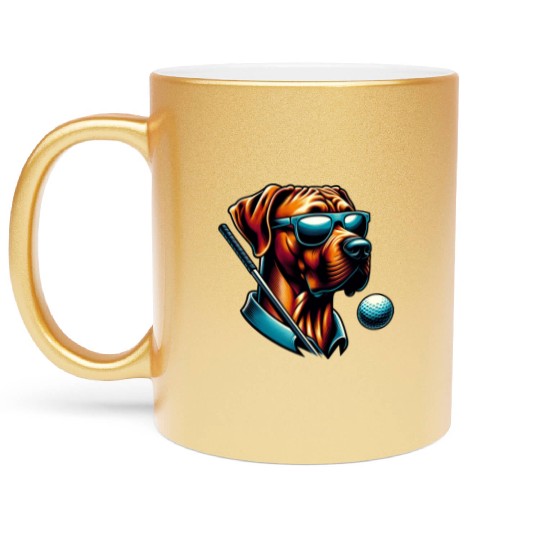 Rhodesian Ridgeback Golfer Golf Course Dog Owner Metallic Mugs