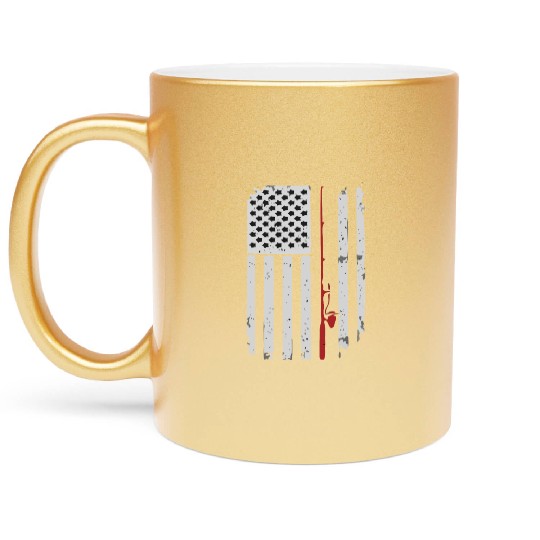 I Love USA Heart Flag Metallic Mugs