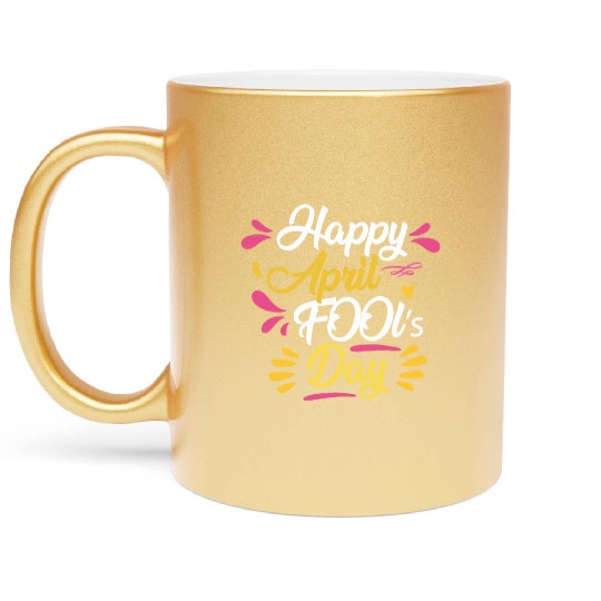 April Fools Day Celebration Design Metallic Mugs
