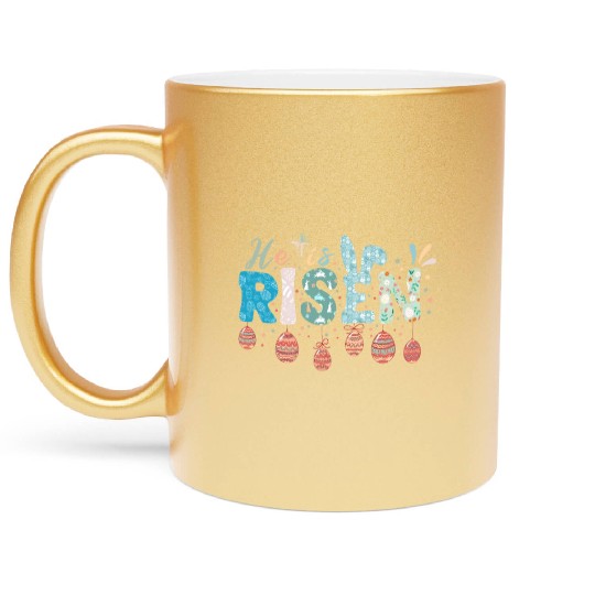 He Is Risen Easter Celebration Theme Metallic Mugs