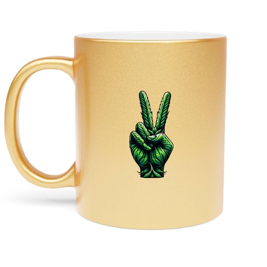 Hemp Legalization Peace Sign Metallic Mugs
