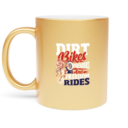 Dirt Bike American Flag Motocross Biker 4th of Metallic Mugs
