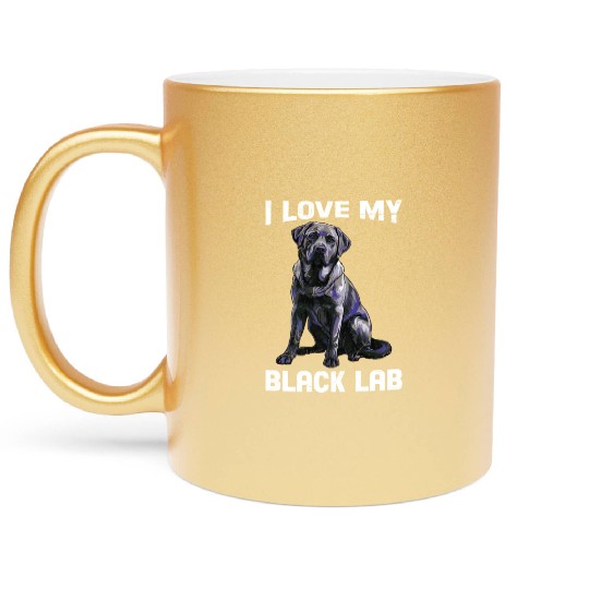Labrador Lover I LOVE MY BLACK LAB Black Metallic Mugs