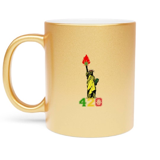 Humoristic 420 Liberty Herb Weed Marijuana Design Metallic Mugs