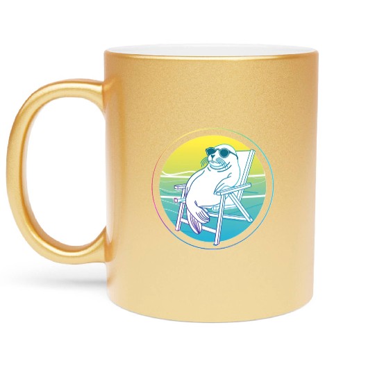 Neon Seal in Beach Chair Metallic Mugs