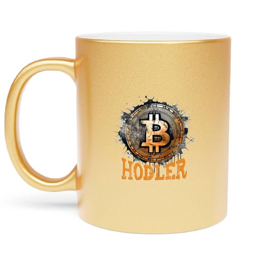 Bitcoin Hodler Funny HODL BTC Crypto Trader Metallic Mugs