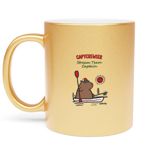 Captain Capy: Nautical Capybara Canoe Adventure Metallic Mugs