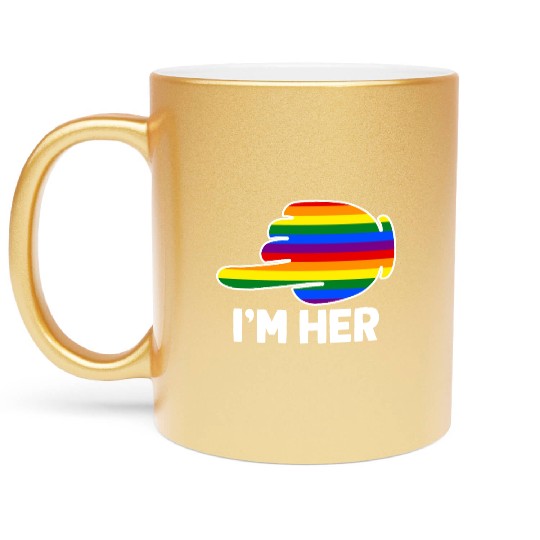 I'm Hers Rainbow Lesbian Couple Funny LGBT Pride Metallic Mugs