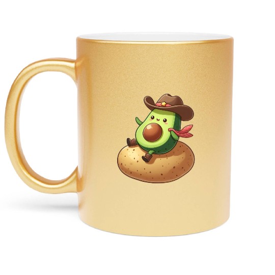 Avocado Cowboy Potato Rider Metallic Mugs