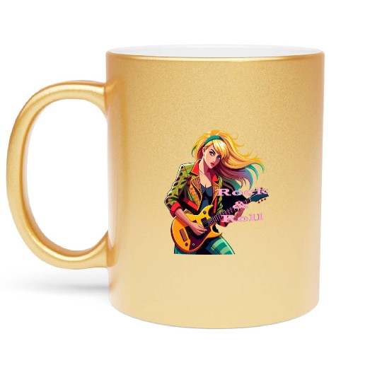 Emerald Melodies: Rock & Roll Girl Metallic Mugs