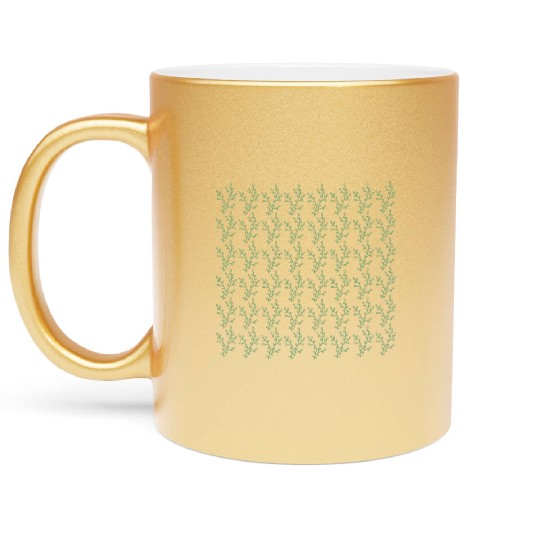 Botanical Green Leaves Design Pattern Metallic Mugs
