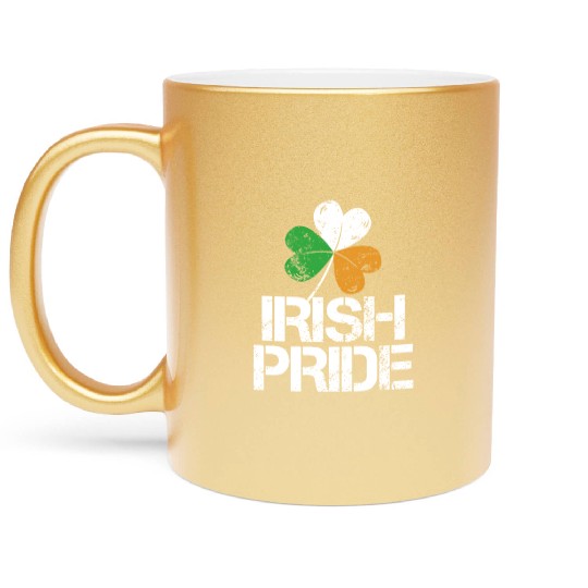 IRISH PRIDE Celtic Cross St Patricks Day Metallic Mugs