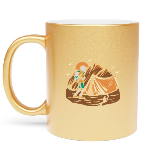 Hiking Hike Skeleton Skull Nature Metallic Mugs