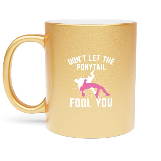 Dont let the ponytail fool you Wrestling Metallic Mugs