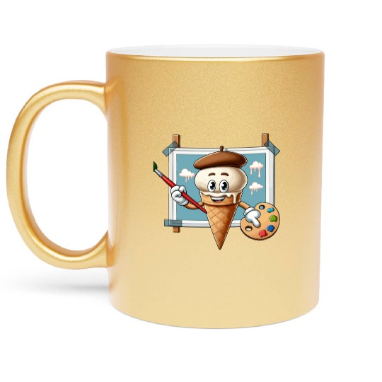 Creative Ice Cream Character Masterpiece Metallic Mugs