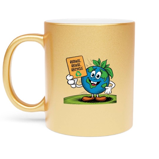 Reduce, Reuse, Recycle Earth day - April 22 Metallic Mugs