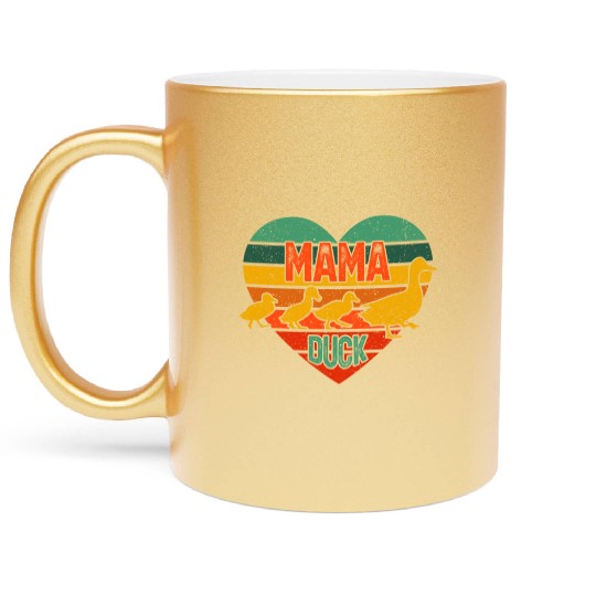 Mama Duck 3 Ducklings Duck Mom Mother's Day Metallic Mugs