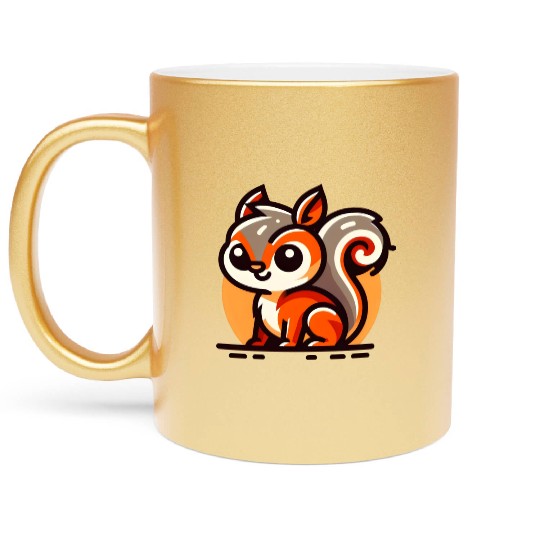 Sweet Smiling Squirrel with big Eyes Metallic Mugs