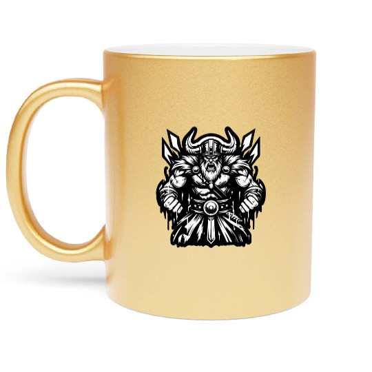Powerful Viking Warrior Version 2 Metallic Mugs