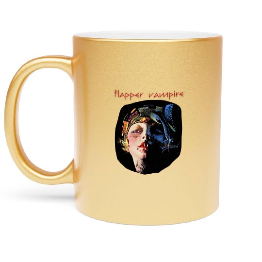 Flapper Vampire, Art Deco, Vintage Horror Series Metallic Mugs