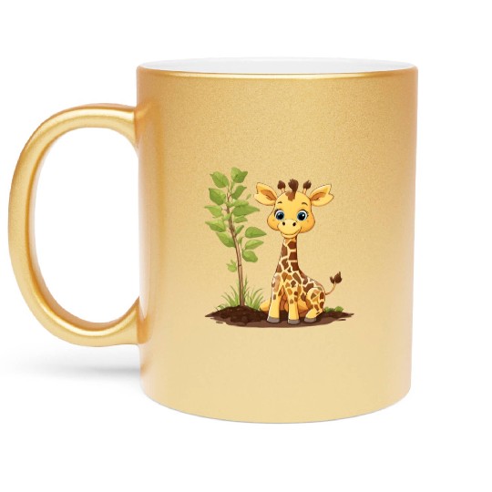 Earth Day Giraffe: Vibrant, Cute Design Metallic Mugs