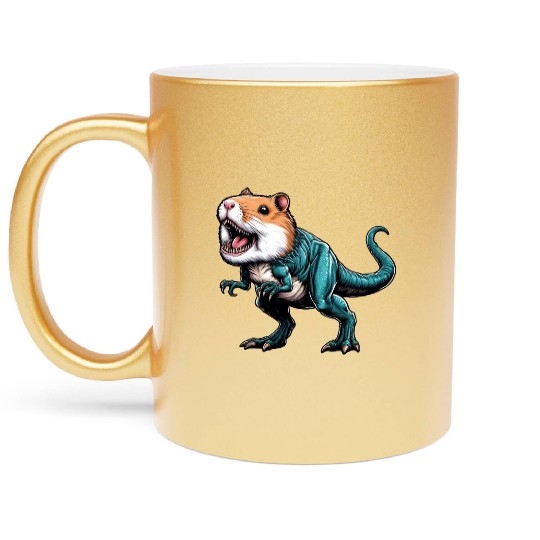 T-Rex Hamster Hybrid: Fantastic Mythical Creature Metallic Mugs