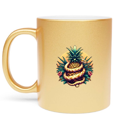 Python around pineapple Metallic Mugs