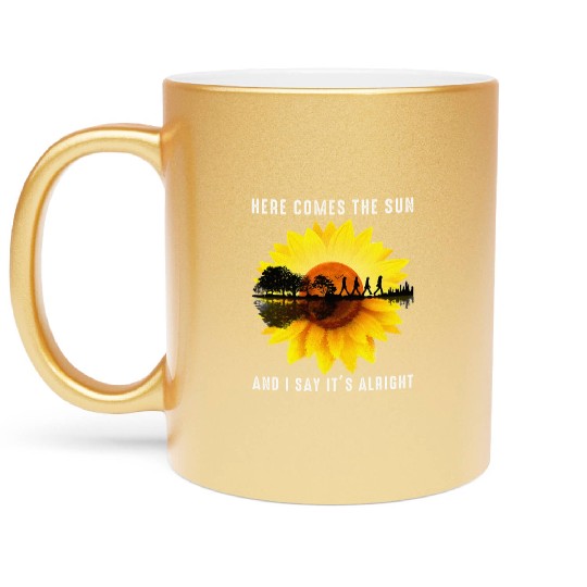 Here Comes The Sun And I Say It's Alright Guitar Metallic Mugs