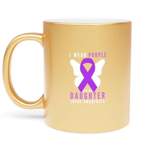 I wear purple for my daughter lupus awareness Metallic Mugs
