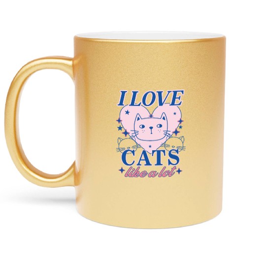 I LOVE CAT, CAT LOVERS Metallic Mugs