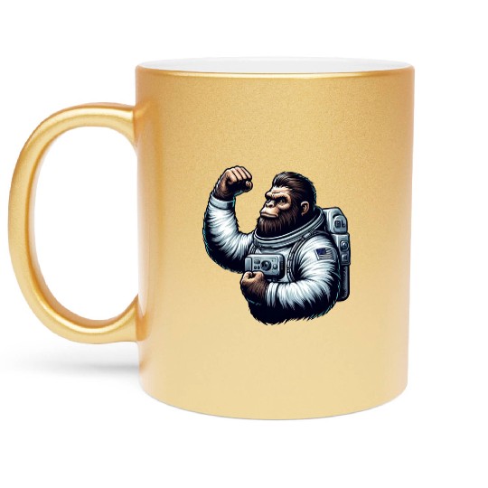 Astronaut Monkey Chimpanzee Gorilla Metallic Mugs