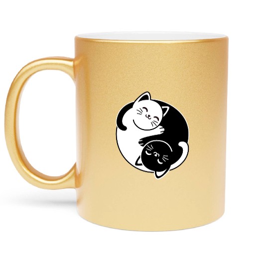 Yin and Yang Cats Metallic Mugs