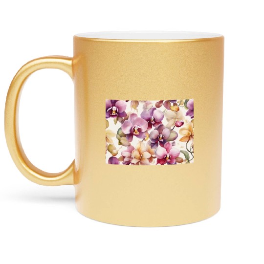 Sweet Watercolor Orchid Art Metallic Mugs