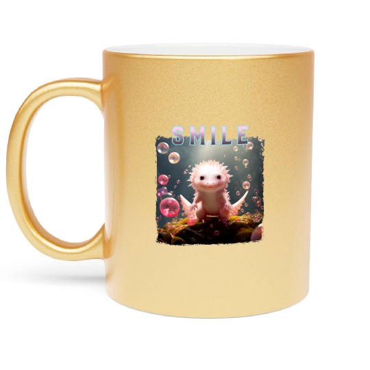 Whimsical Axolotl with Bubbles Metallic Mugs