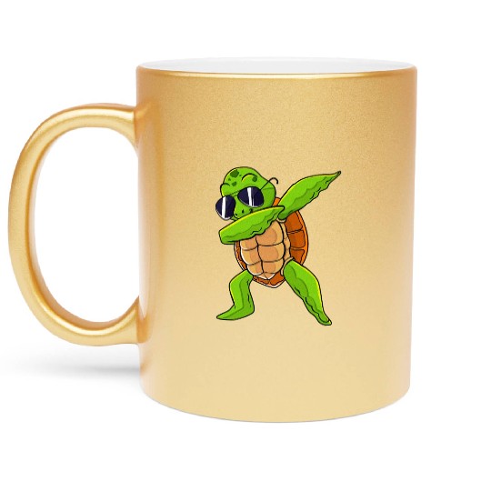 Dabbing Sea Turtle Animal Lover Save The Turtles Metallic Mugs