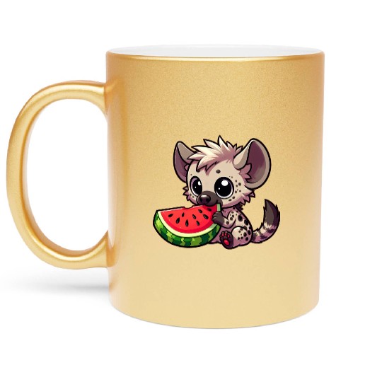 Hyena with Watermelon Summer Fruit Metallic Mugs